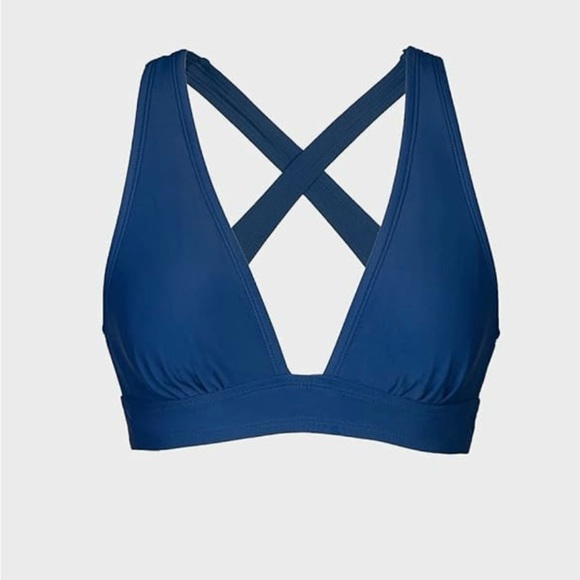 NWT Cupshe Women’s Swimsuit Top V Neck Triangle Wide Straps Cross Back Lace Up S - Picture 4 of 10